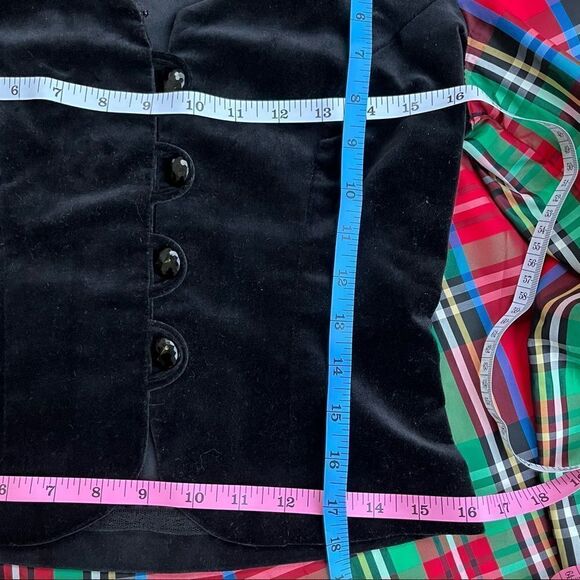Vintage Prairie Goth? Black Velvet & Red Plaid Two Piece Maxi Skirt And Jacket S - Picture 12 of 14